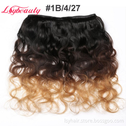 Colored Hair Weaves with Frontal Cheap Low Price Three Tone Ombre Human Hair Weave 3 Bundles Brazilian Hair Ombre 1B 4 27 >=20%